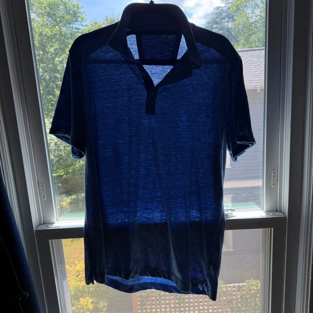 Banana Republic The Vintage T Polo Shirt Mens Large Blue Heather Short Sleeve
